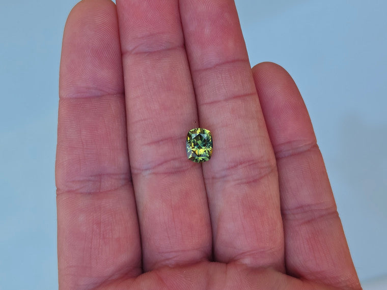 2.17ct Cushion Green Parti Sapphire