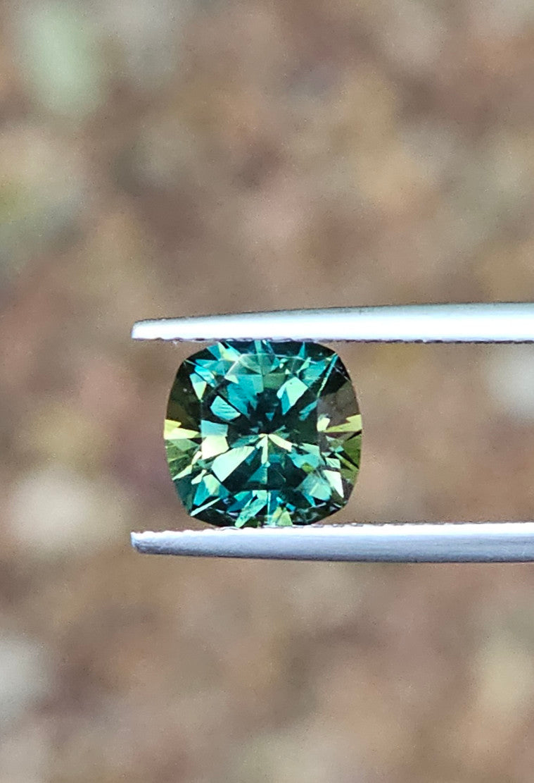 2.97ct Cushion Teal Parti Sapphire
