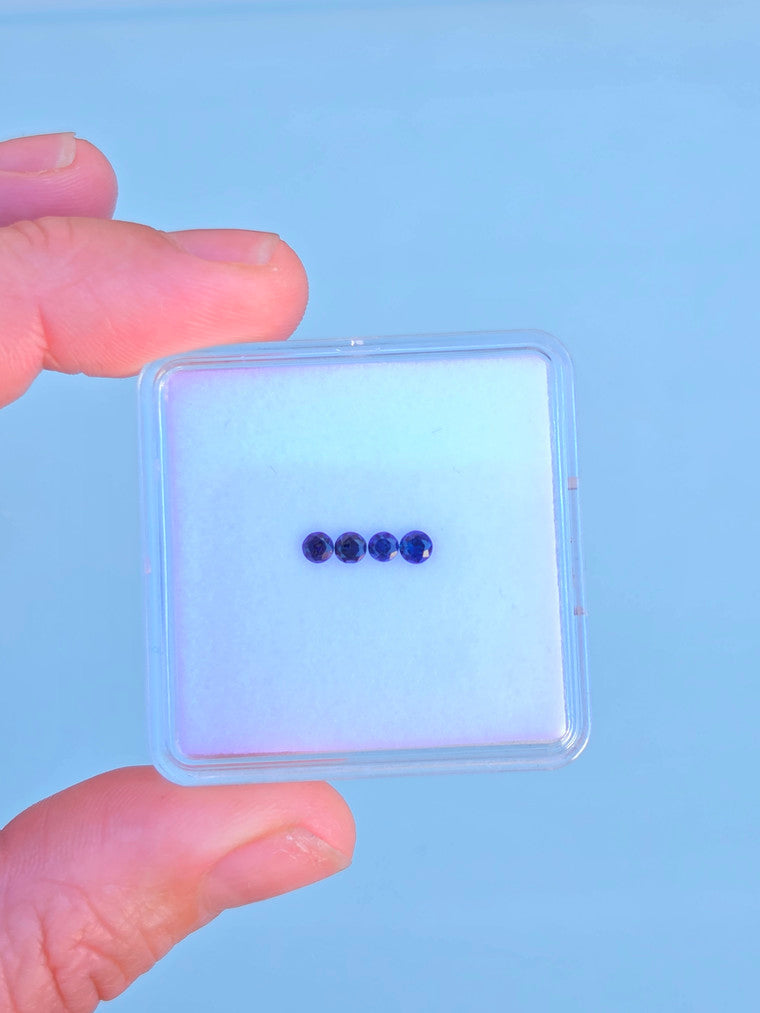 Set of 4 Round Blue Sapphires