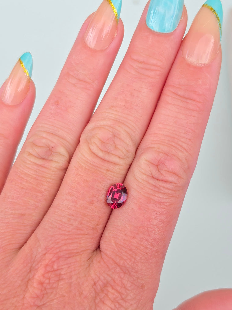 1.74ct Oval Raspberry Tanzanian Garnet
