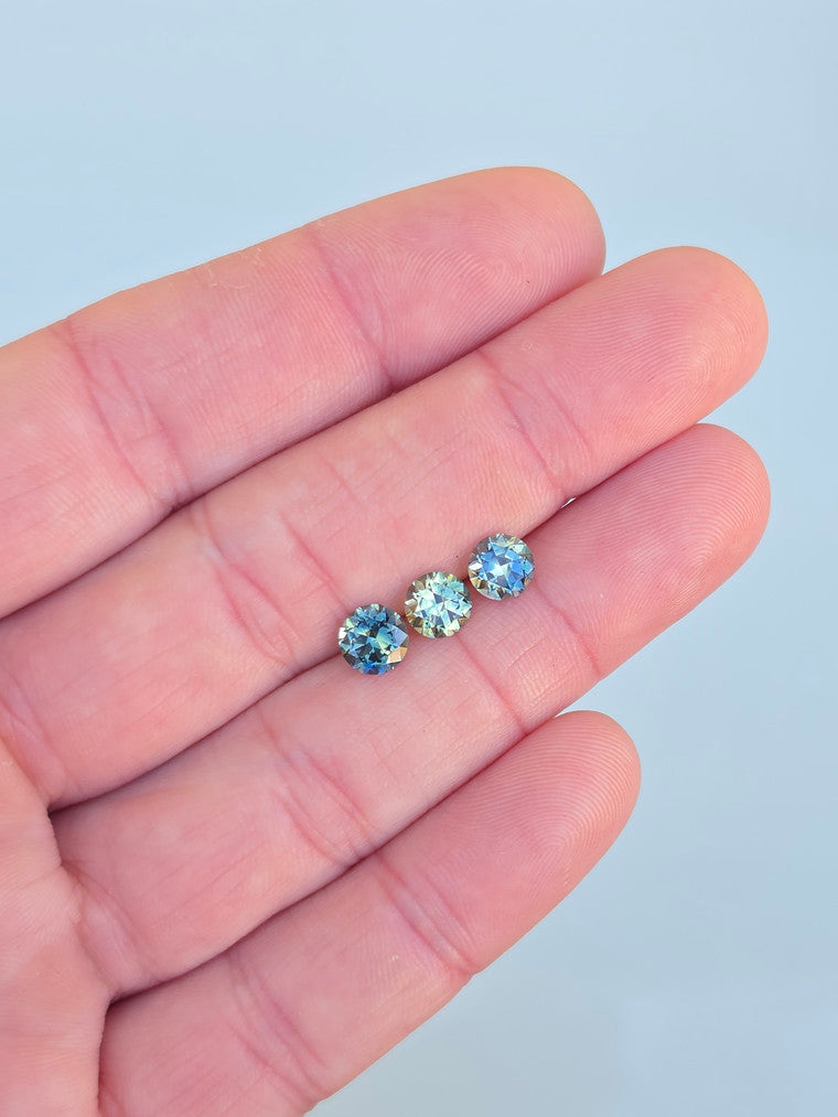 Set of 3 Round Parti Sapphires