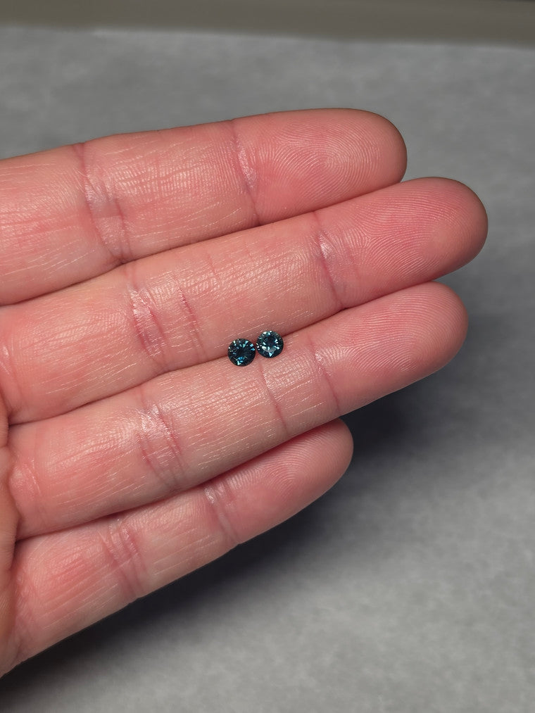 Pair of 4mm Round Blue Sapphires