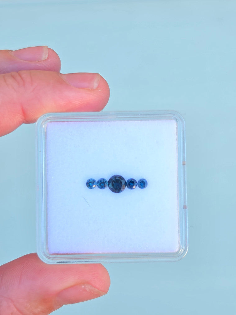 Set of Round Blue 5 Sapphires