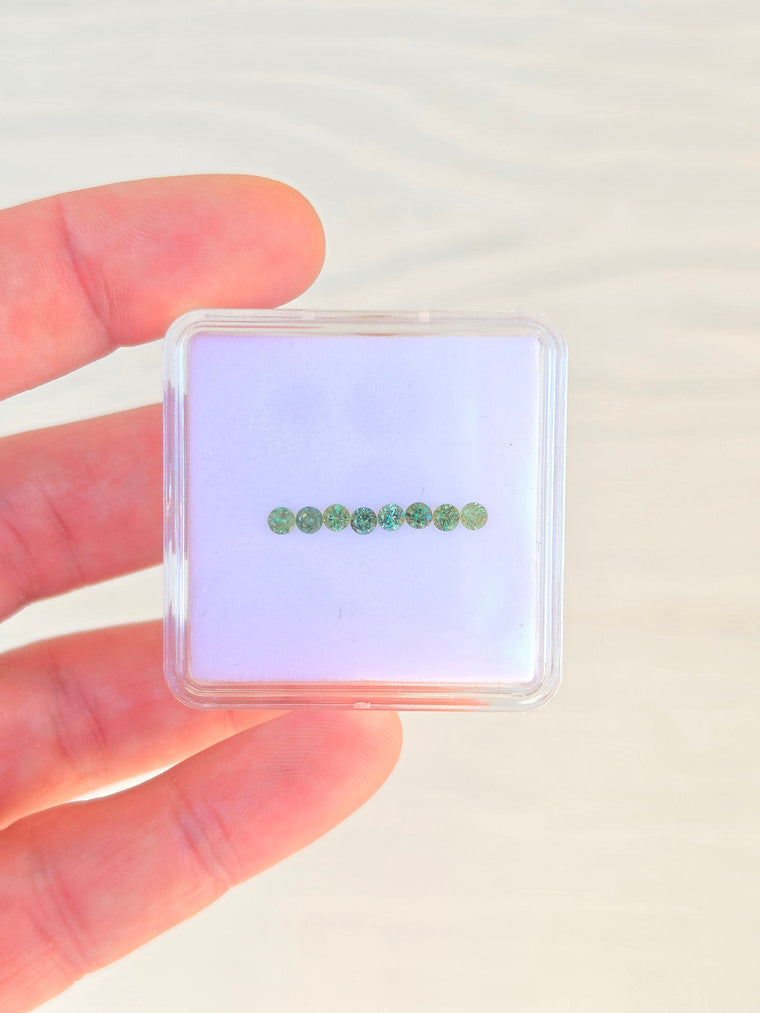Set of 8 Round Green Sapphires
