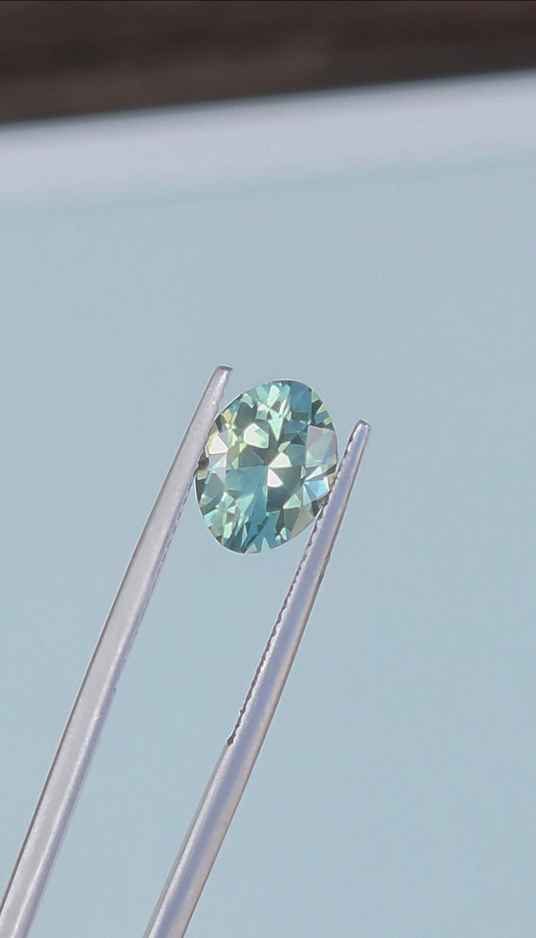 3.60ct Oval Teal Parti Sapphire