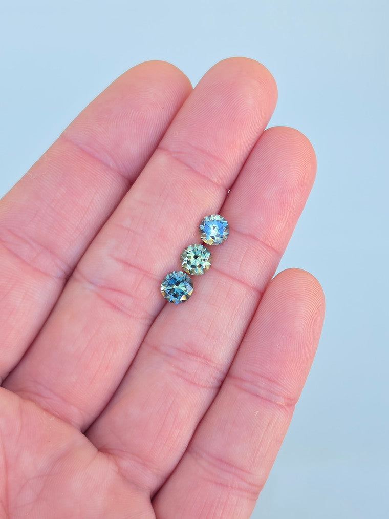 Set of 3 Round Parti Sapphires