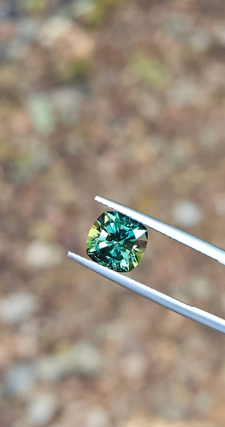 2.97ct Cushion Teal Parti Sapphire
