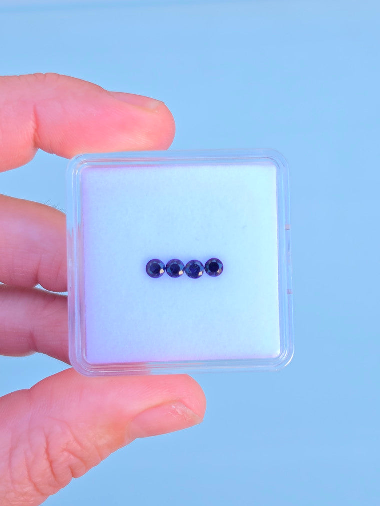 Set of 4 Round Blue Sapphires