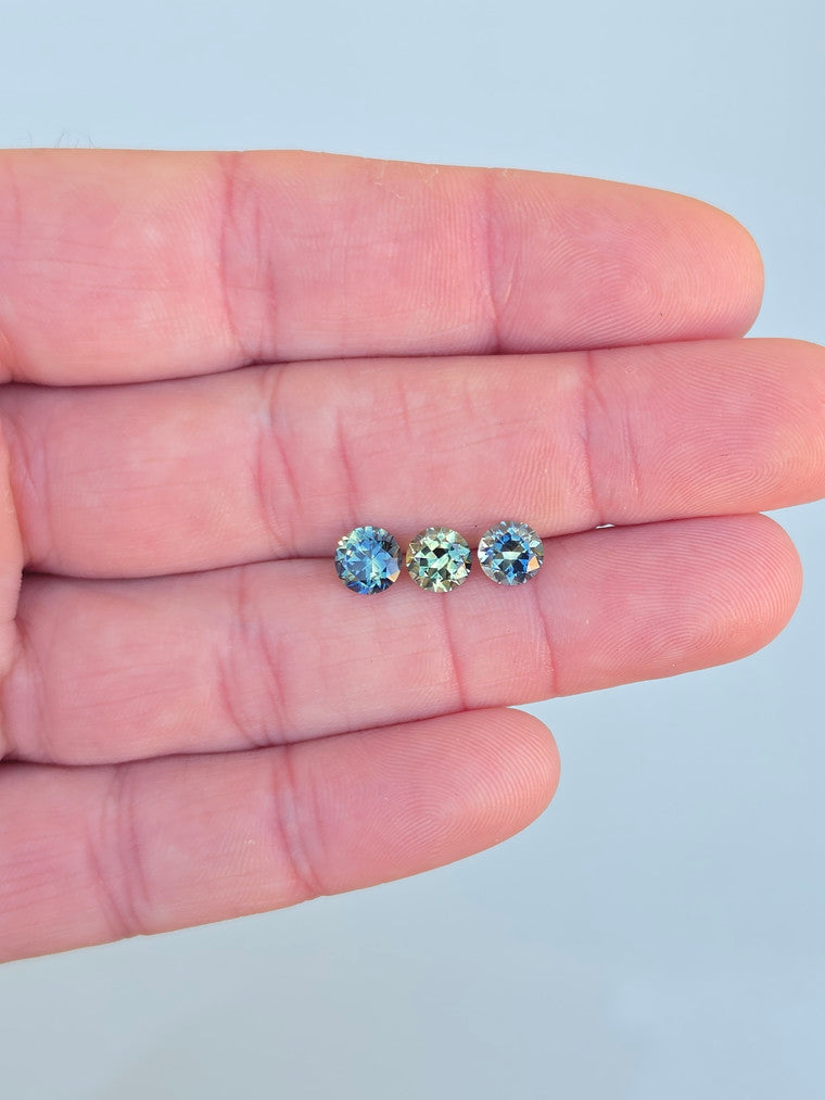 Set of 3 Round Parti Sapphires