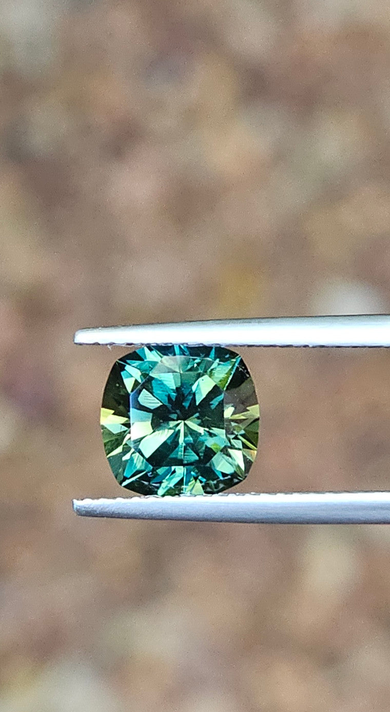 2.97ct Cushion Teal Parti Sapphire