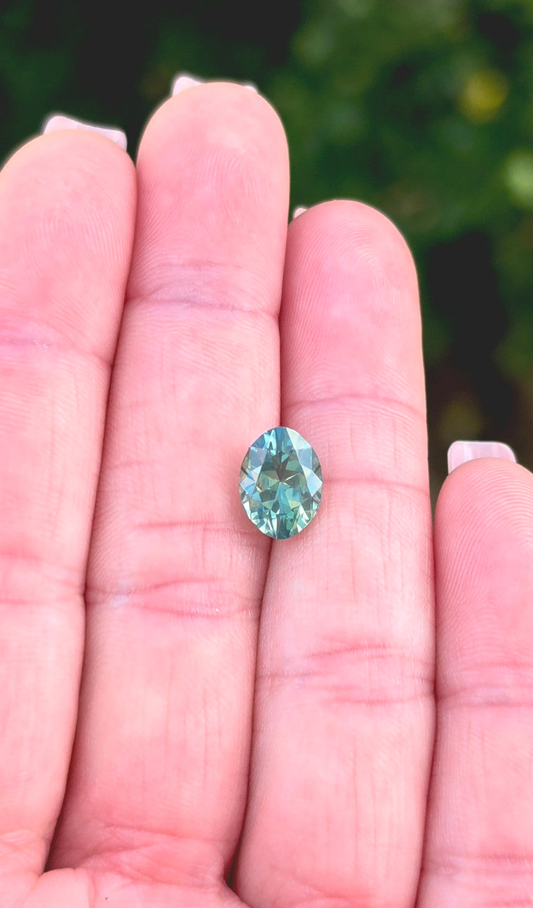 3.60ct Oval Teal Parti Sapphire
