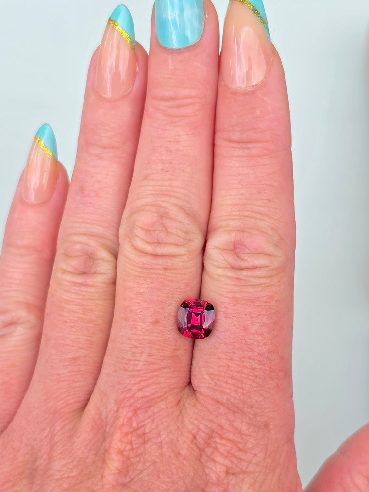 3.11ct Cushion Raspberry Tanzanian Garnet