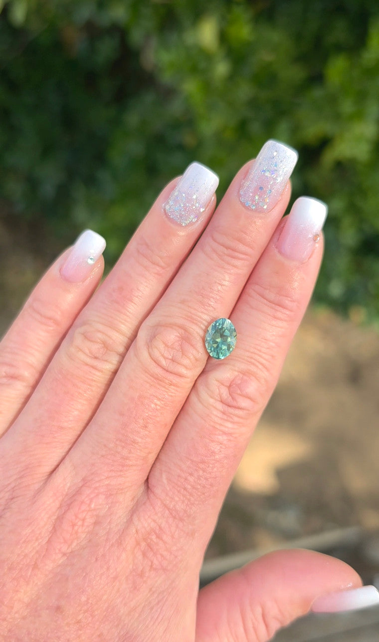 3.60ct Oval Teal Parti Sapphire