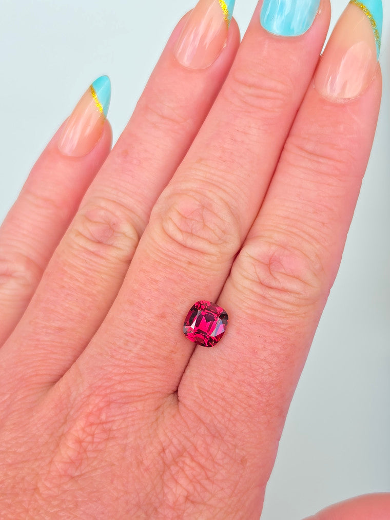 3.11ct Cushion Raspberry Tanzanian Garnet