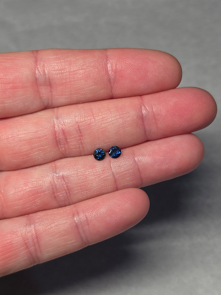 Pair of 4.2mm Round Blue Sapphires