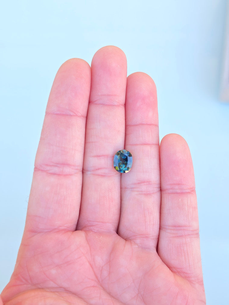 3.44ct Cushion Blue Parti Sapphire