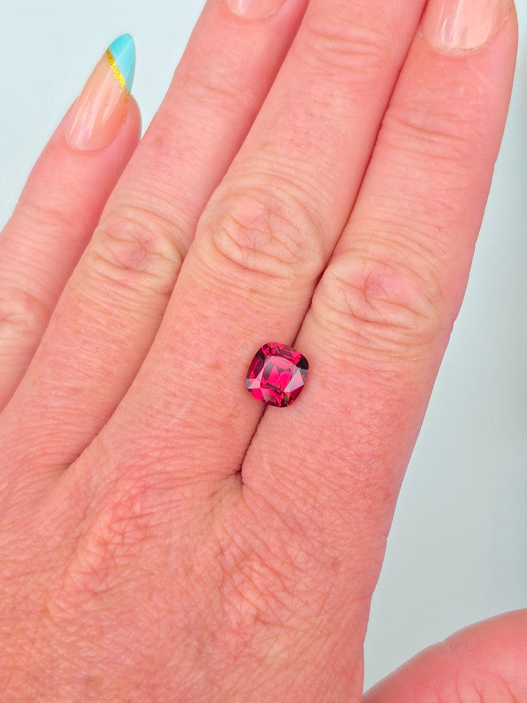3.11ct Cushion Raspberry Tanzanian Garnet