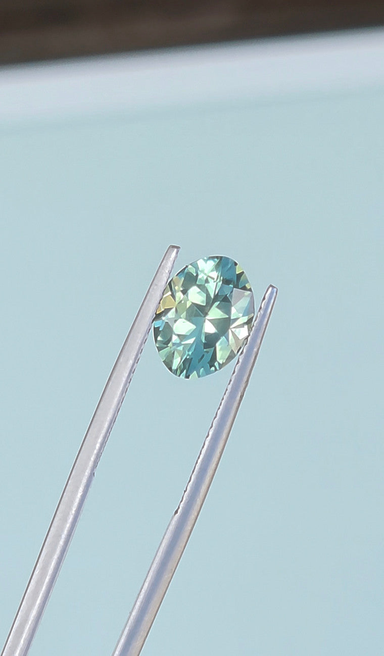 3.60ct Oval Teal Parti Sapphire