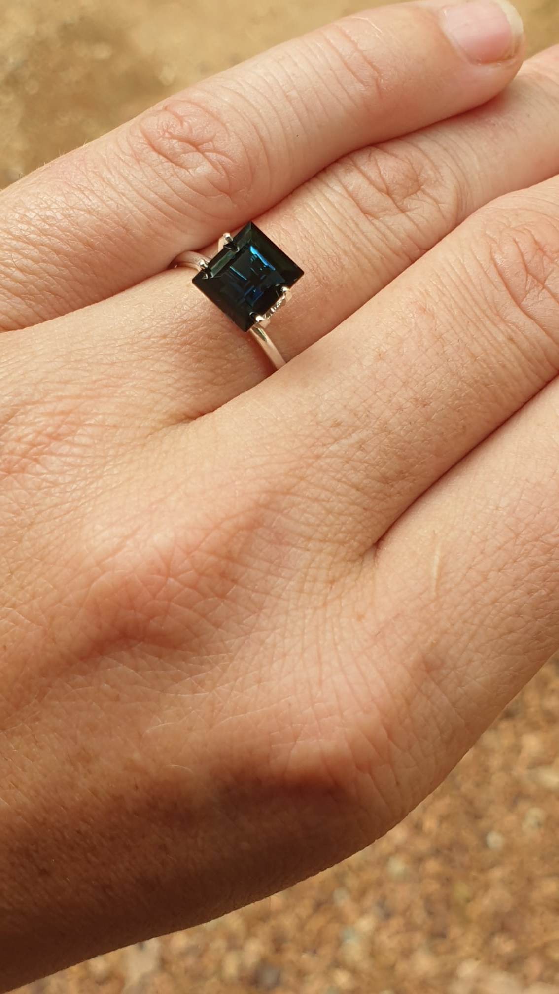3.01ct Square Twilight Blue-Green Sapphire