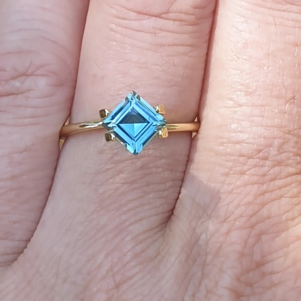 1.34ct Square Ice Blue Parti Sapphire