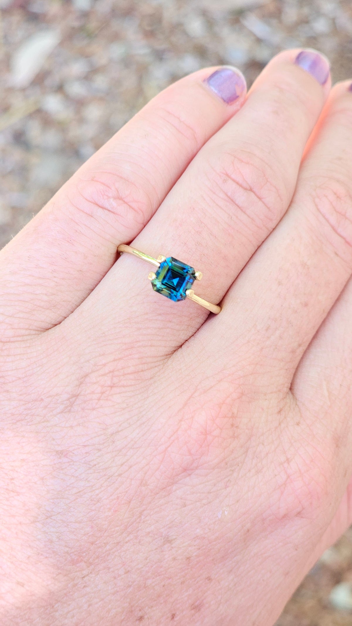 1.64ct Square Elegant Blue Parti Sapphire