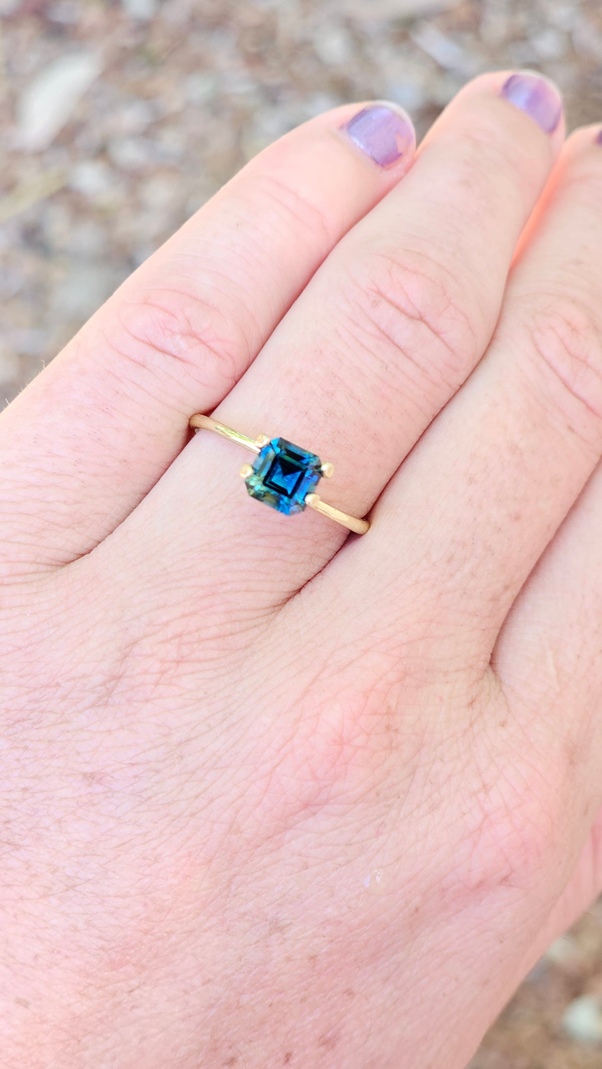 1.64ct Square Elegant Blue Parti Sapphire