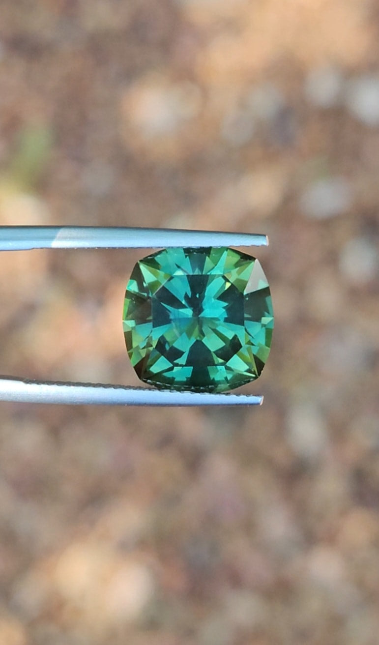 8.24ct Cushion Beautiful Green Teal Sapphire