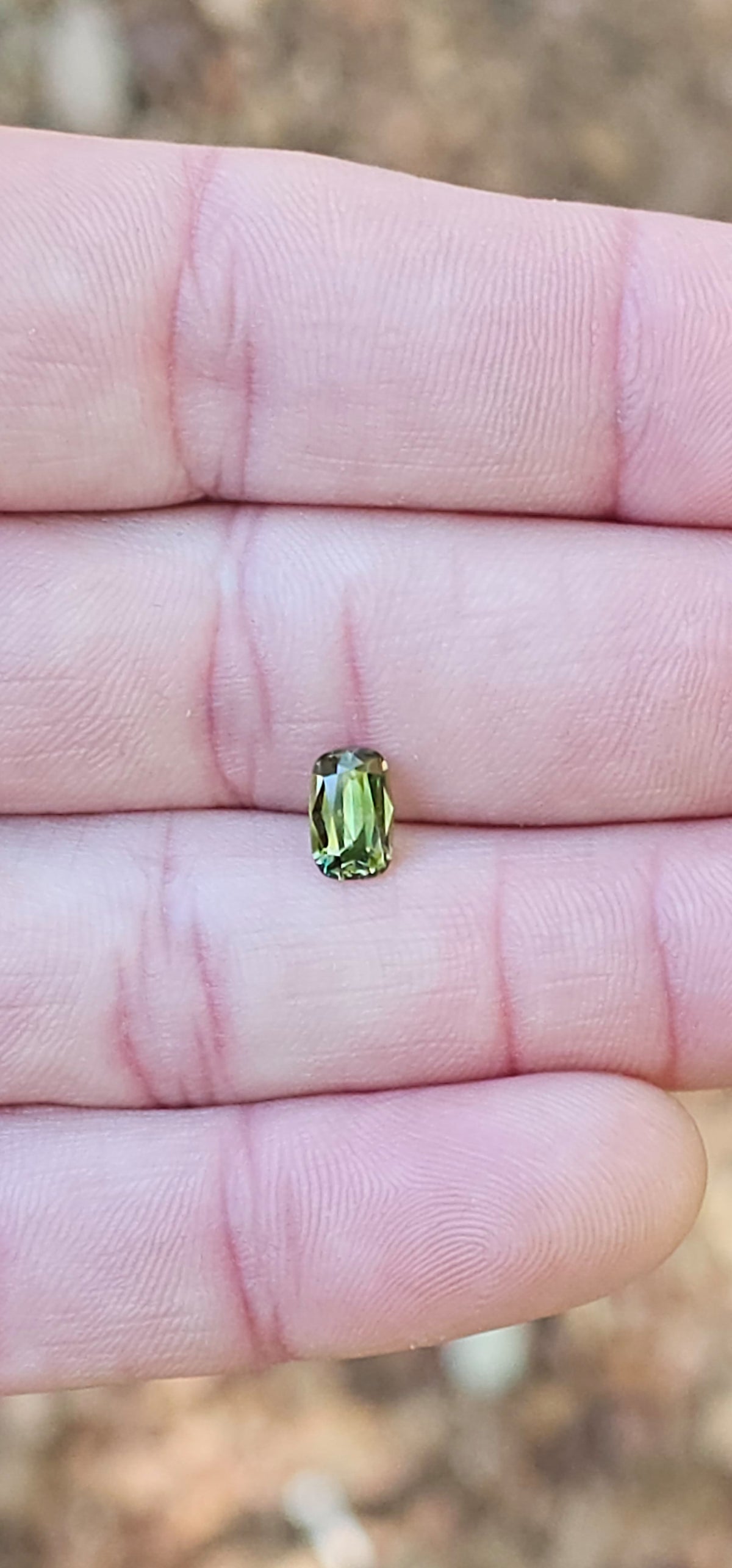 1.06ct Cushion Green Parti Sapphire