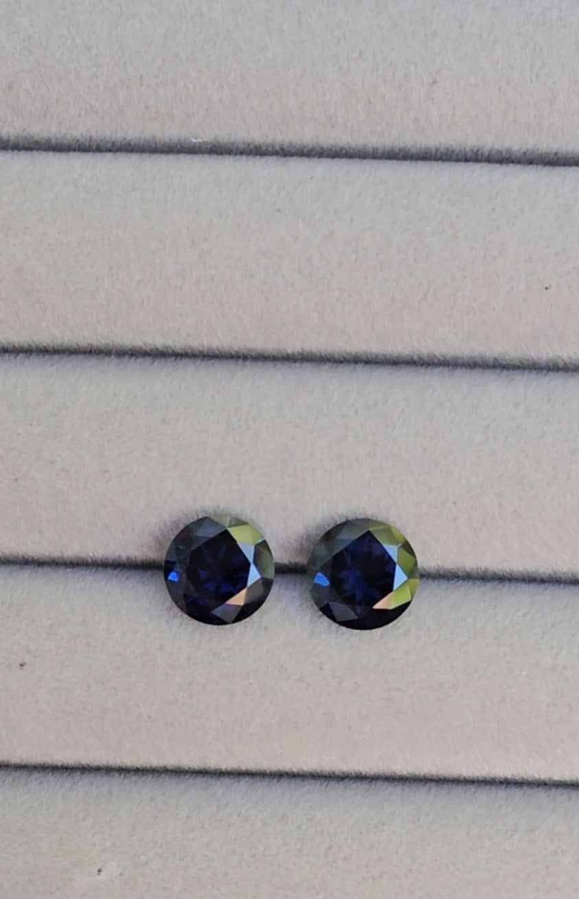 Pair of Round 9mm Twilight Blue Sapphires