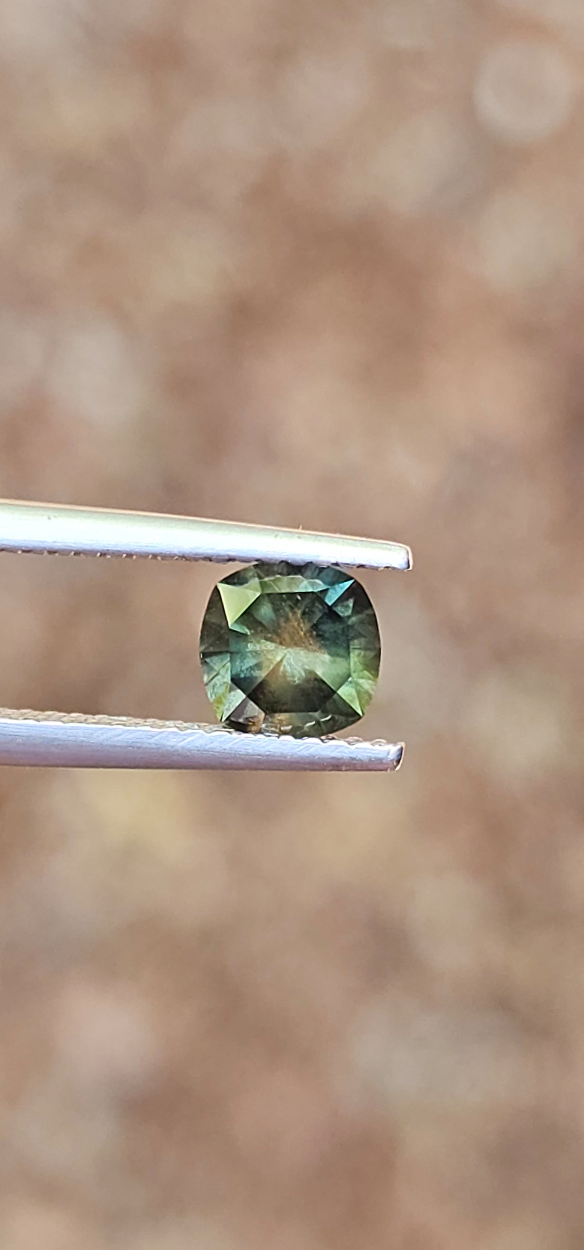 1.18ct Cushion Green Parti Sapphire