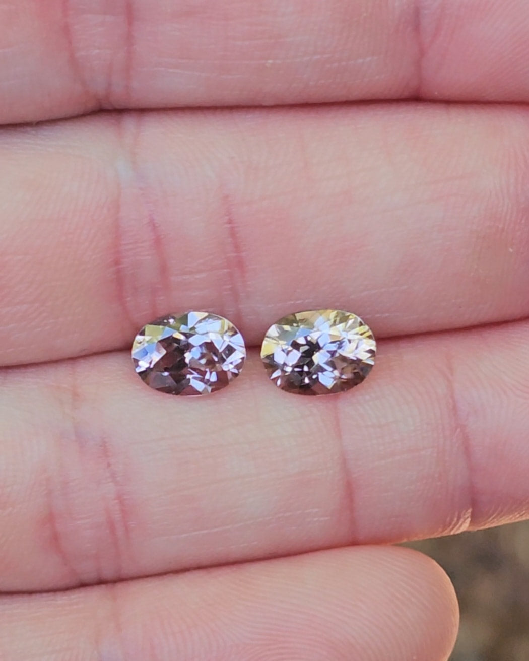 Pair of Oval Blush Pink Harts Range Zircons