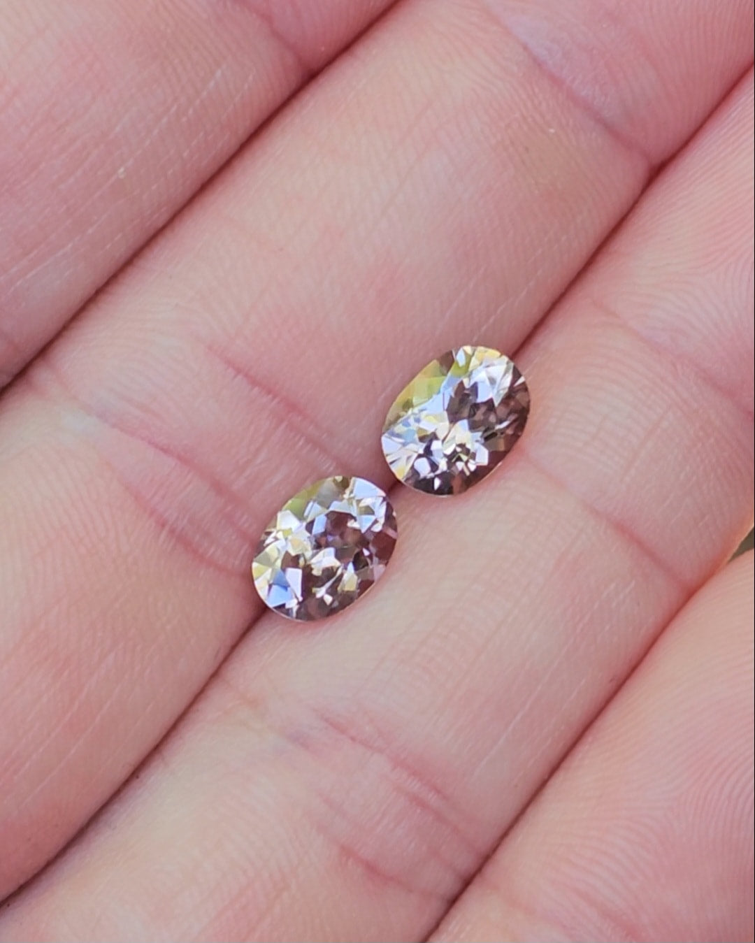 Pair of Oval Blush Pink Harts Range Zircons