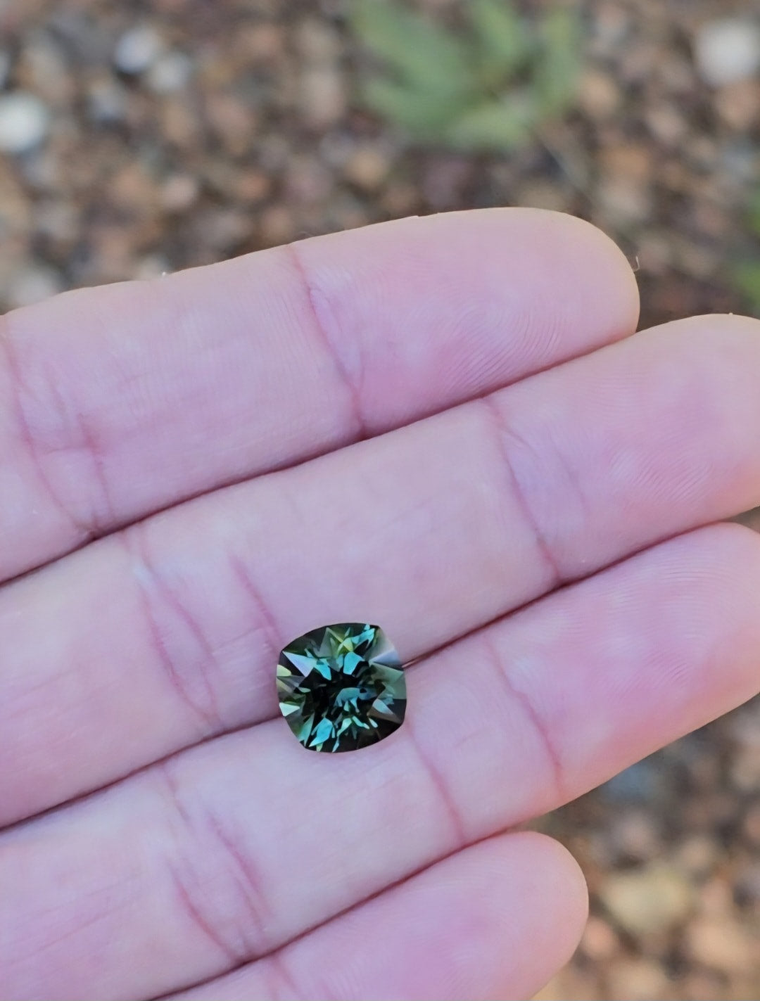 4.66ct Cushion Deep Blue Teal Sapphire