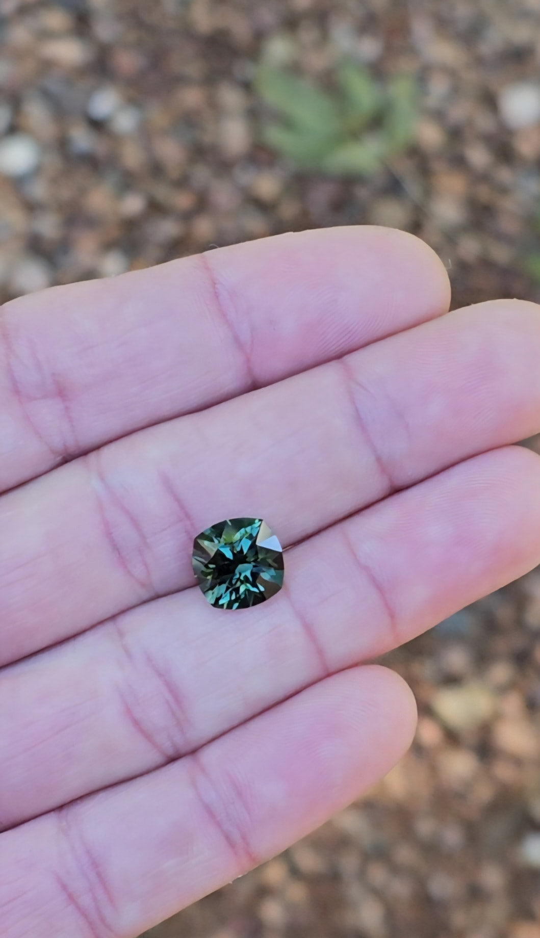 4.66ct Cushion Deep Blue Teal Sapphire