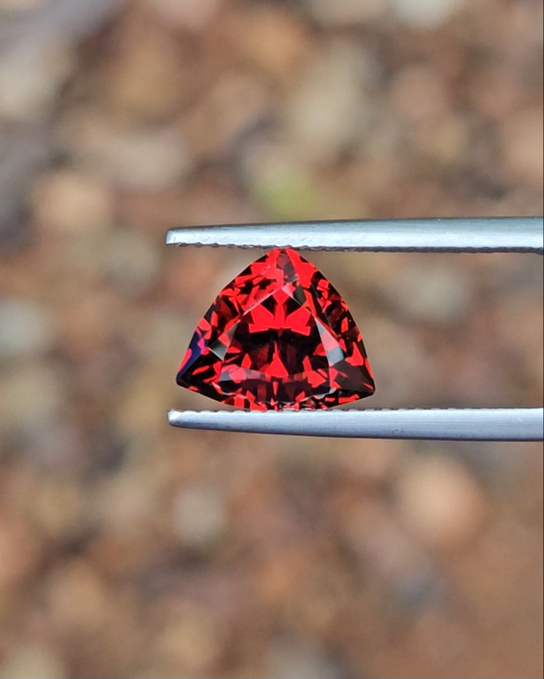 3.16ct Trilliant Red Tanzanian Garnet