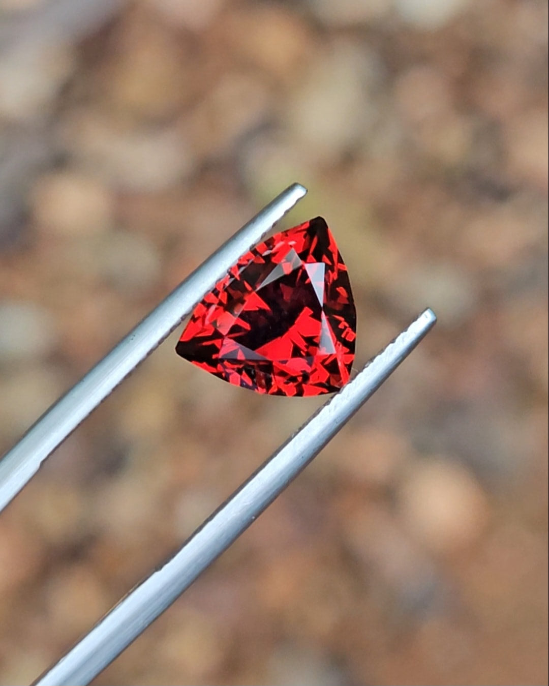 3.16ct Trilliant Red Tanzanian Garnet