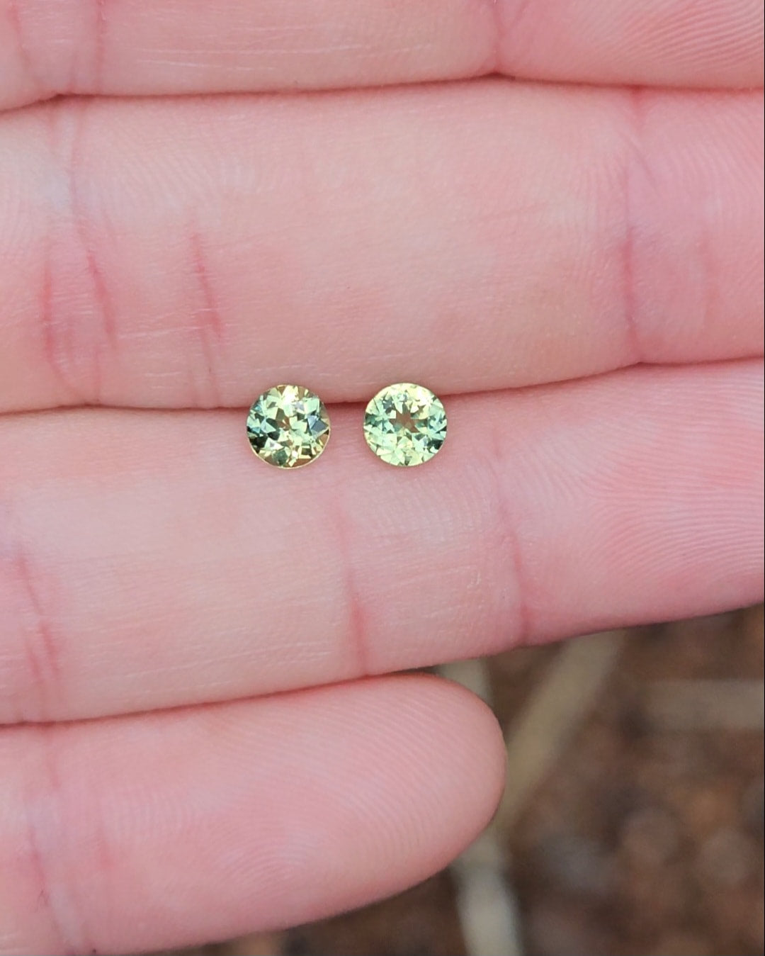 Pair of Round 4mm Yellow Parti Sapphires