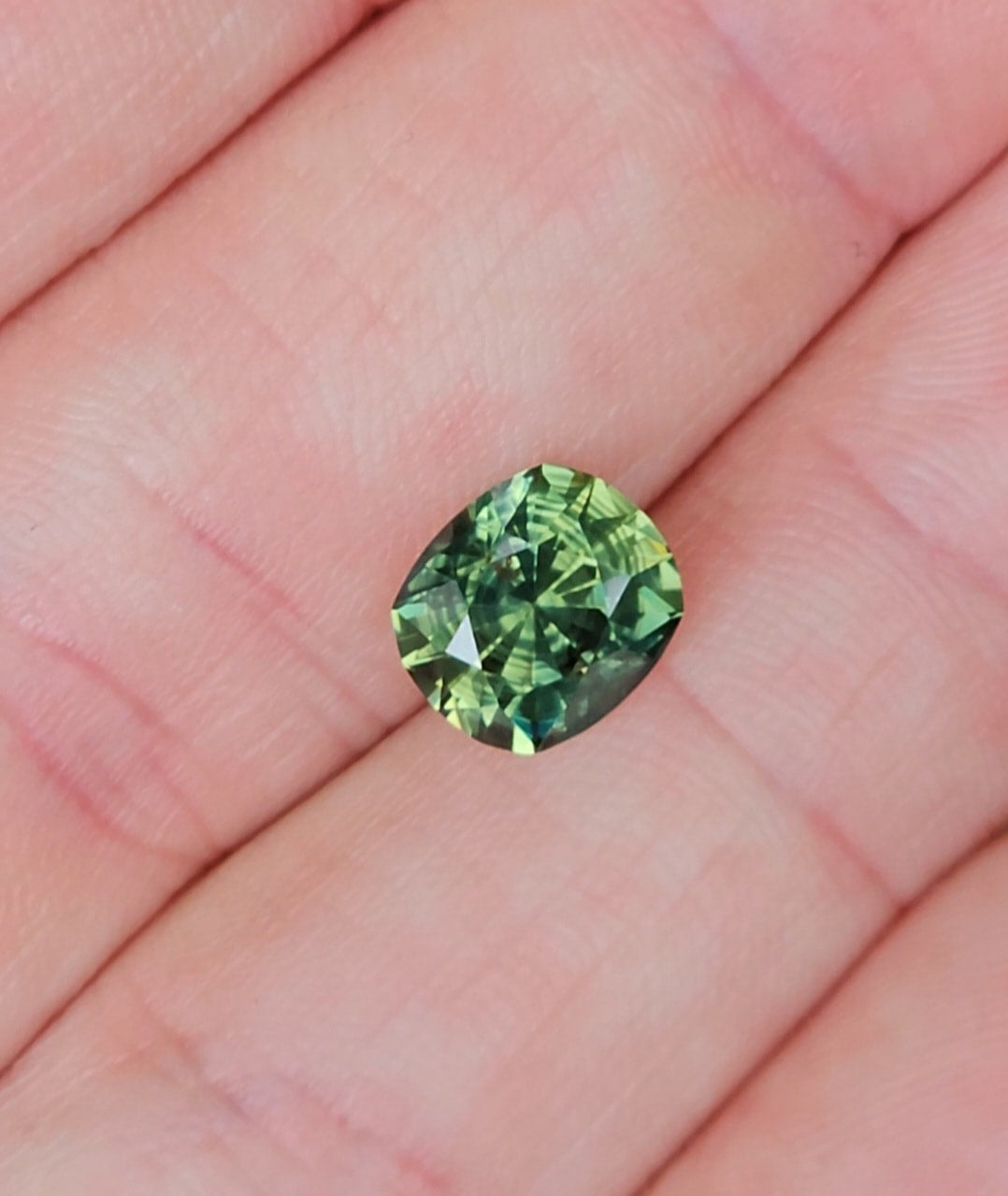 2.78ct Cushion Green - Yellow Parti Sapphire