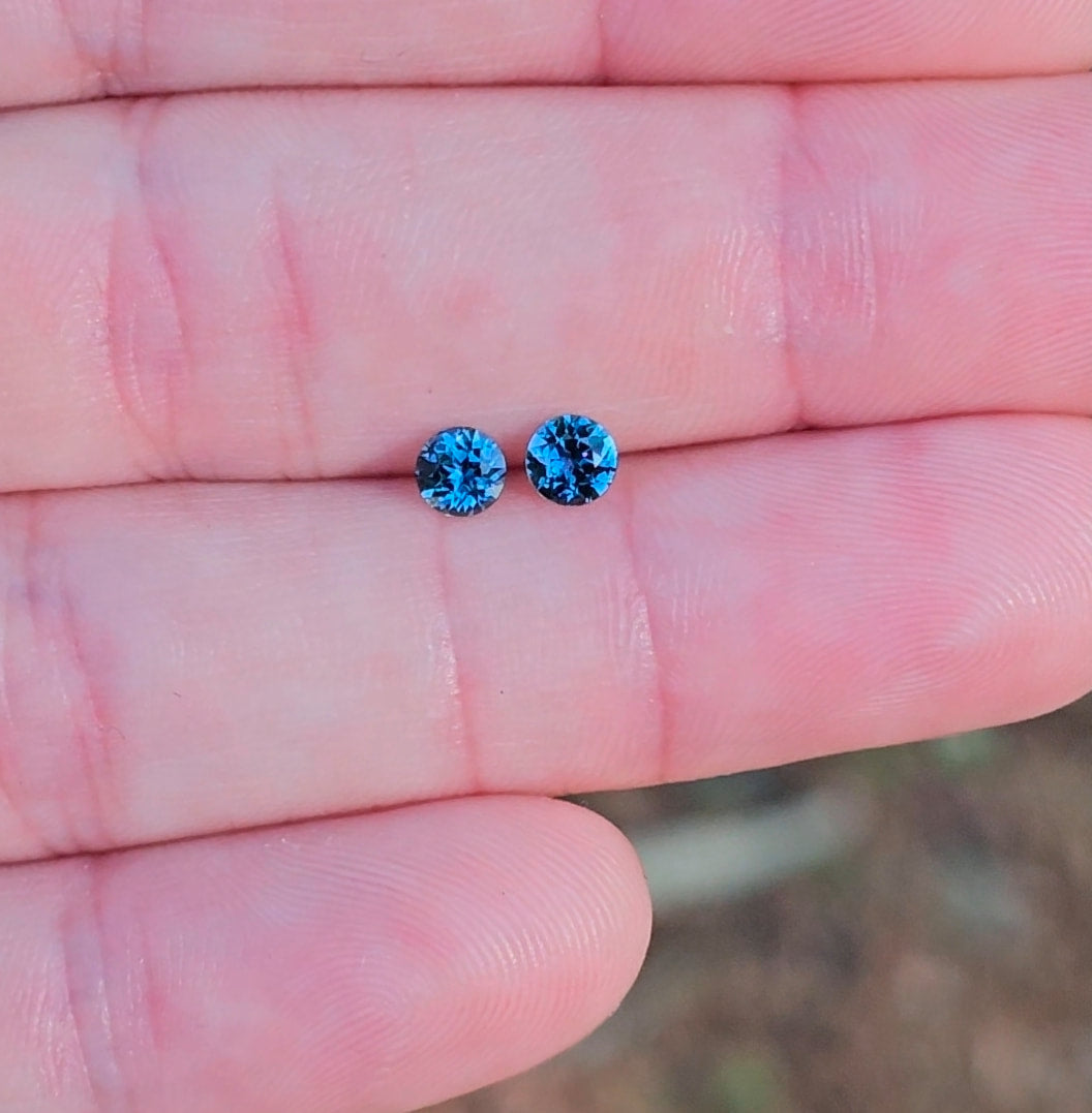 Pair of Round 4mm Blue Sapphires