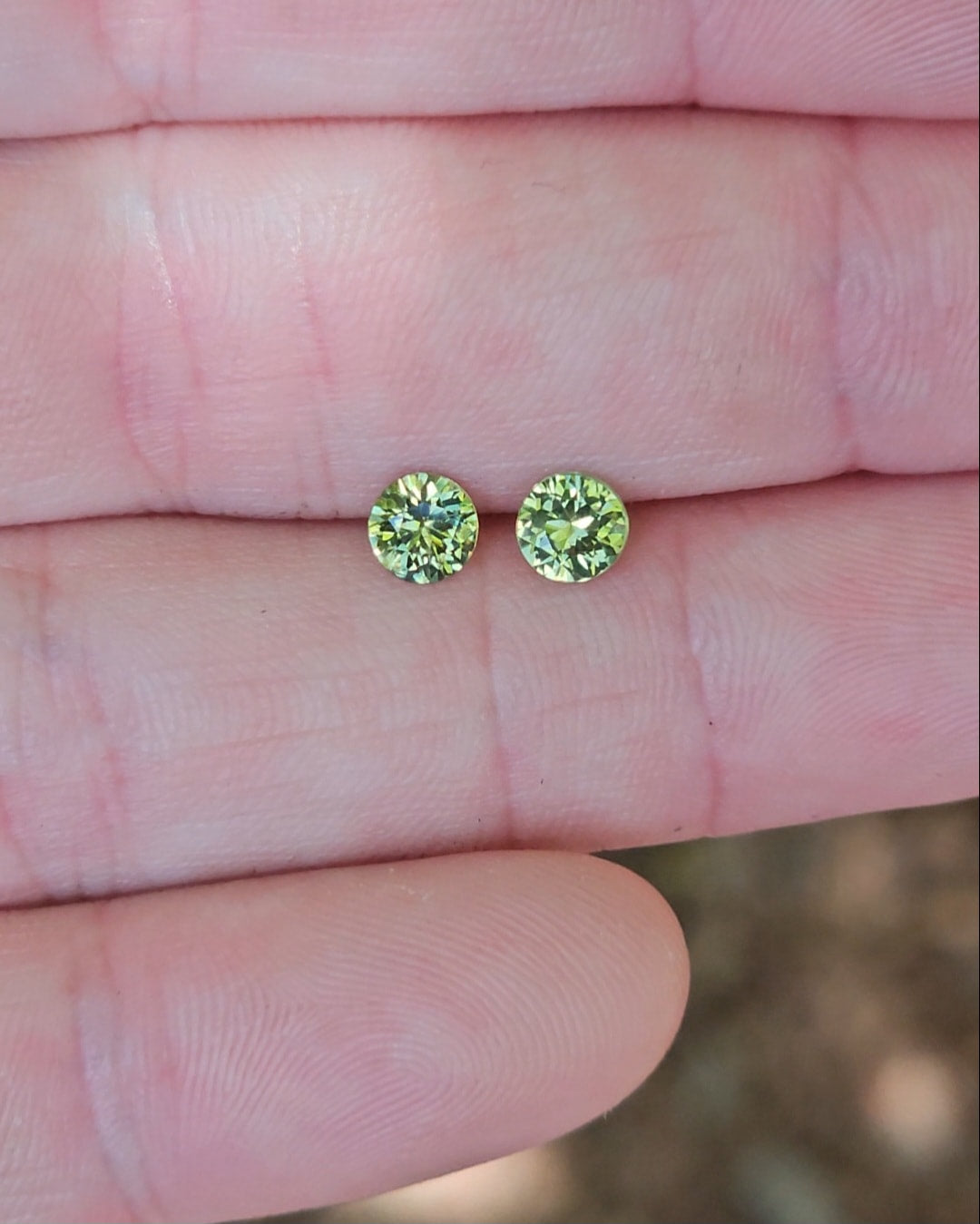 Pair of Round 4.6mm Yellow Parti Sapphires