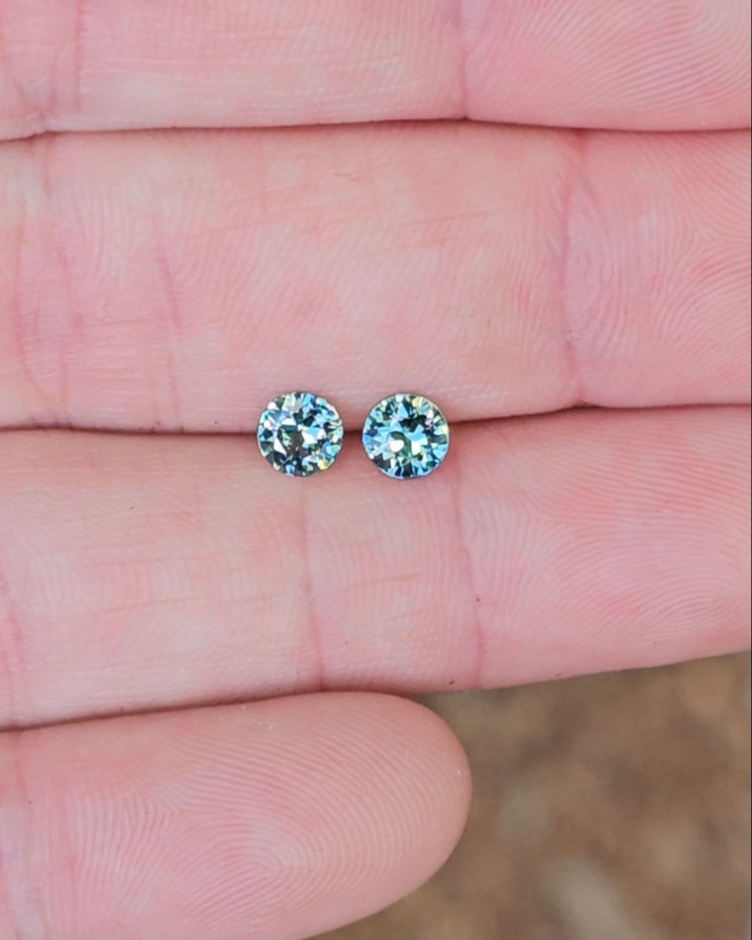 Pair of Round 4.6mm Blue Parti Sapphires