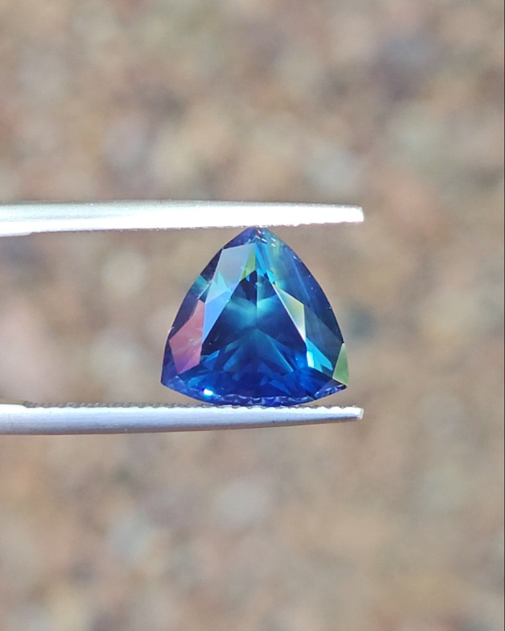 5.13ct Trilliant Blue Parti Sapphire