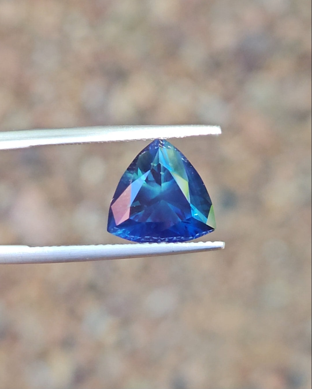 5.13ct Trilliant Blue Parti Sapphire