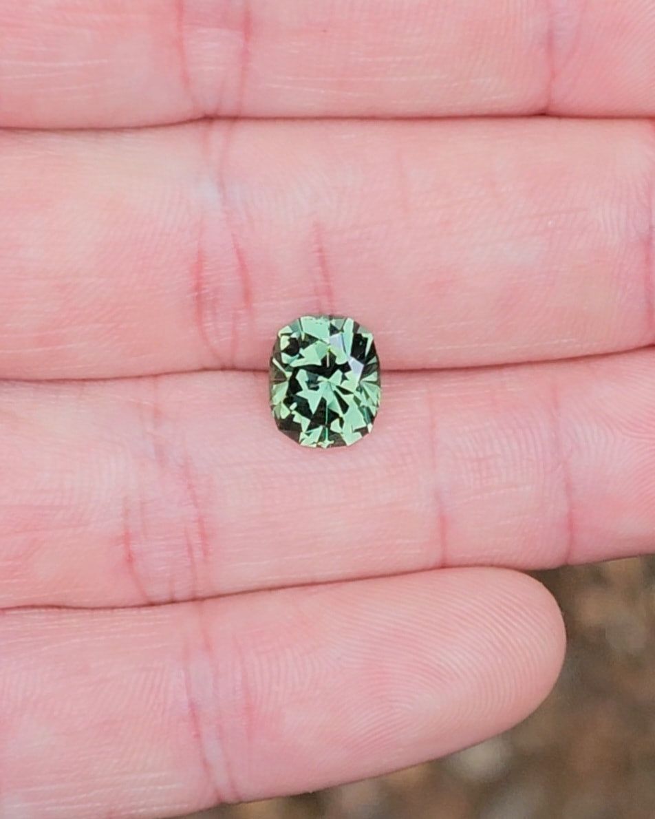 3ct Cushion Green Parti Sapphire