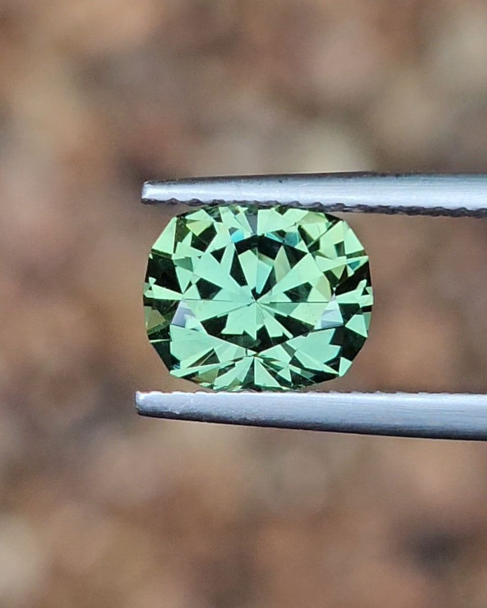 3ct Cushion Green Parti Sapphire