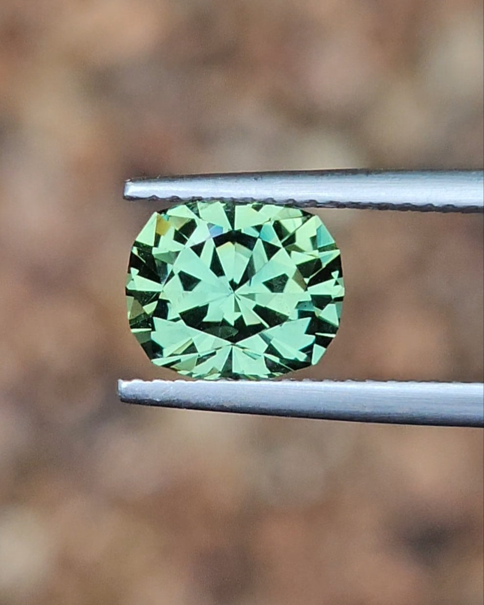 3ct Cushion Green Parti Sapphire