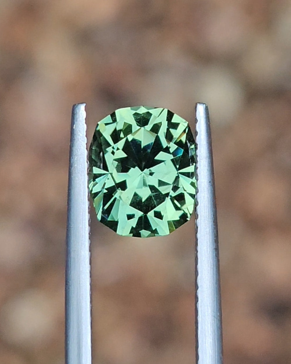 3ct Cushion Green Parti Sapphire