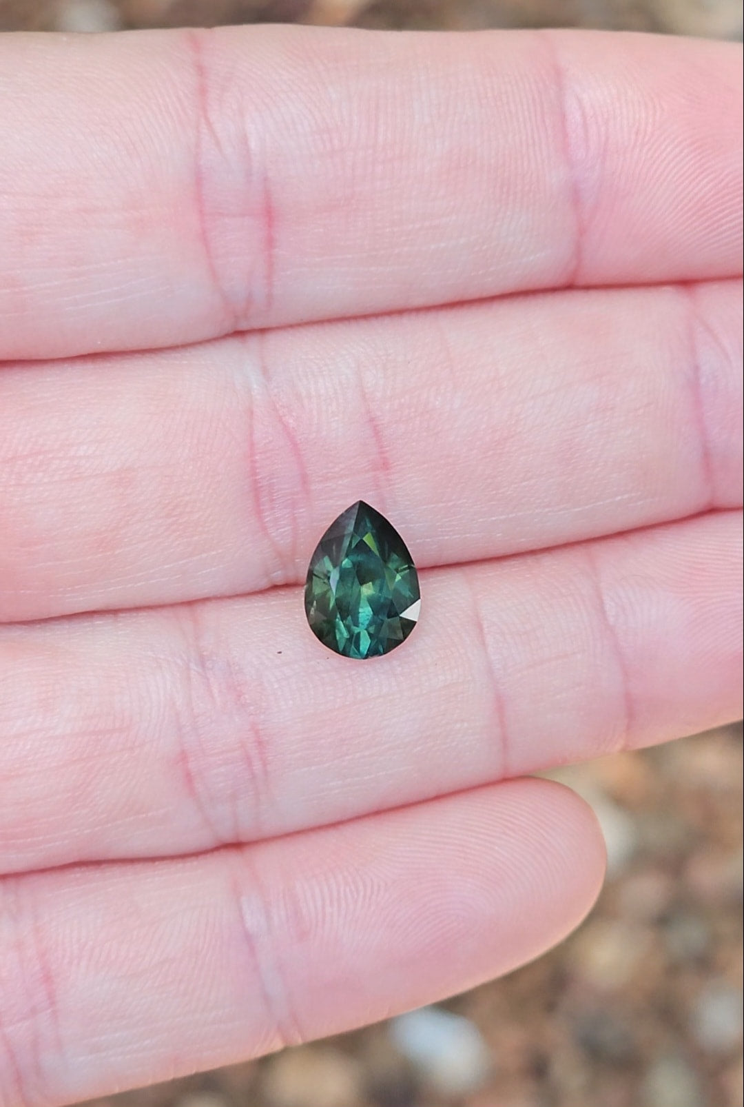 3.32ct Pear Deep Green Parti Sapphire