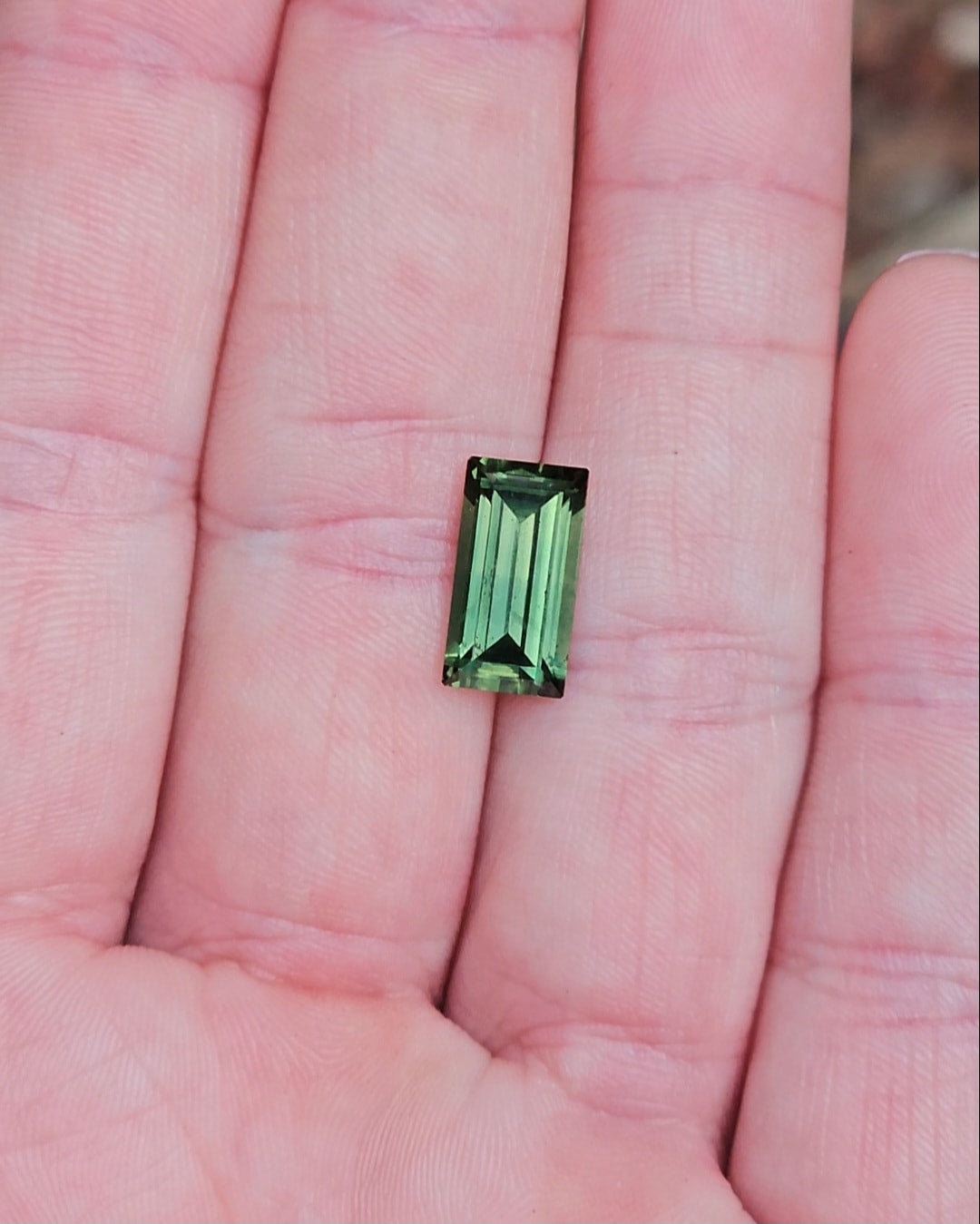 4.22ct Baguette Green Parti Sapphire