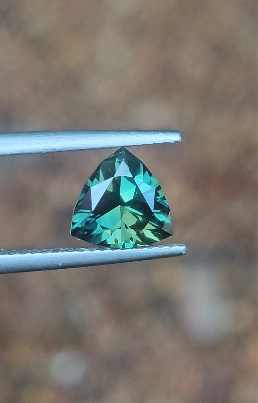 2.10ct  Trilliant Seafoam Green Parti Sapphire